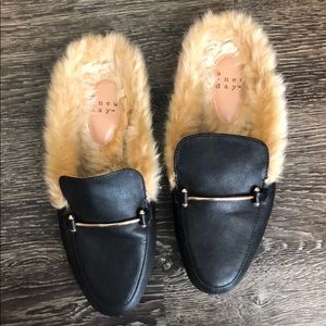 Faux fur loafers